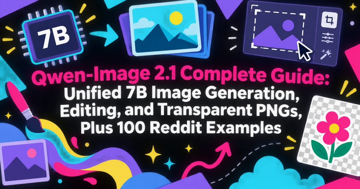 Qwen-Image 2.1 完全指南：以 7B 统一图像生成、编辑与透明 PNG，Reddit 热门案例 100 选