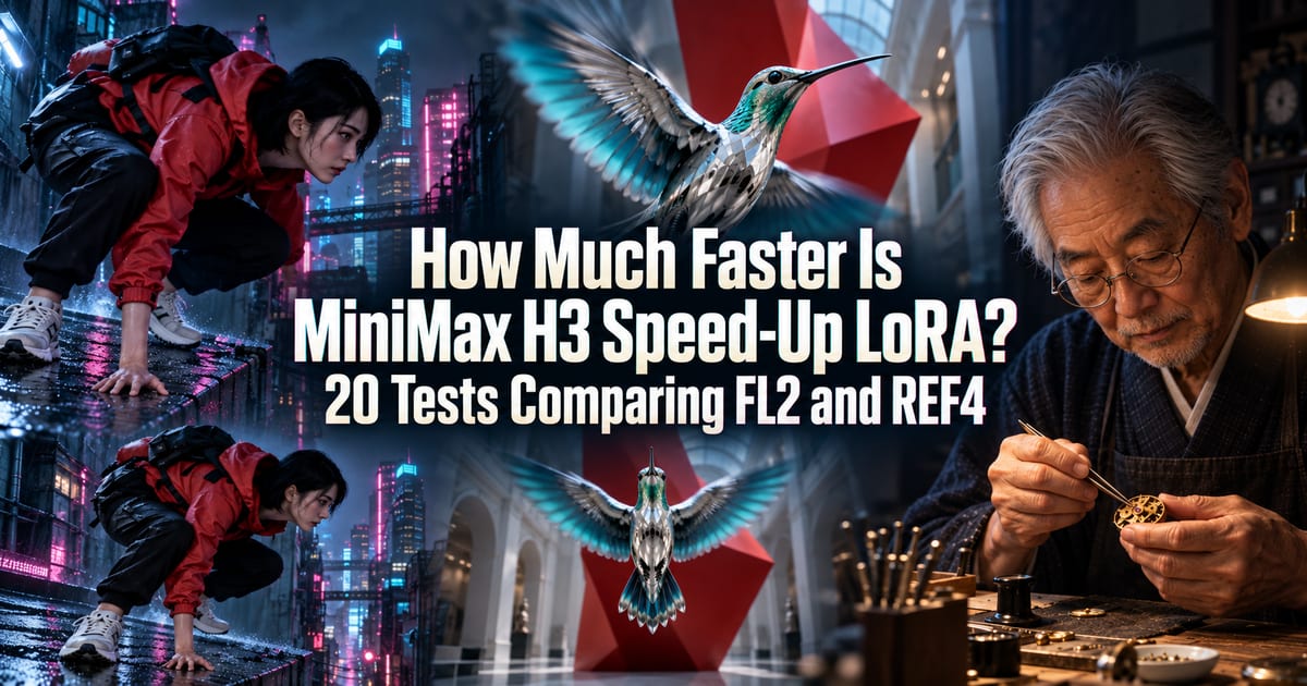 MiniMax H3 加速 LoRA 到底能快多少？用 FL2 和 REF4 对比了 20 条视频